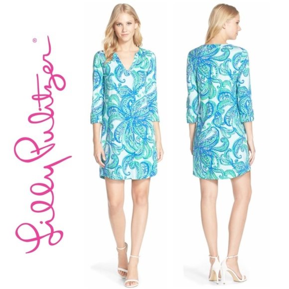 Lilly Pulitzer Dresses & Skirts - Lilly Pulitzer Rossmore Dress in Blue & Green Size L